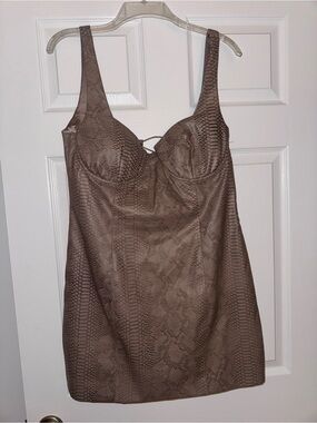 naked wardrobe blush taupe snakeskin dress